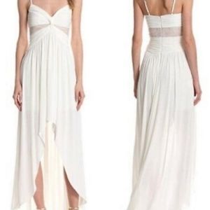 Max & Cleo High-Low Lace Spaghetti Strap Jersey Gown In White Women's Size 4